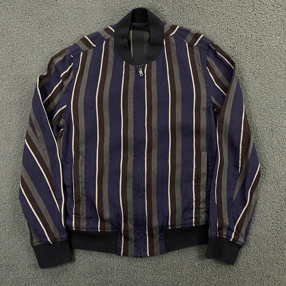 Todd Snyder Jacket Mens Small Linen Blend Stripe Bomber Full Zip Made USA
